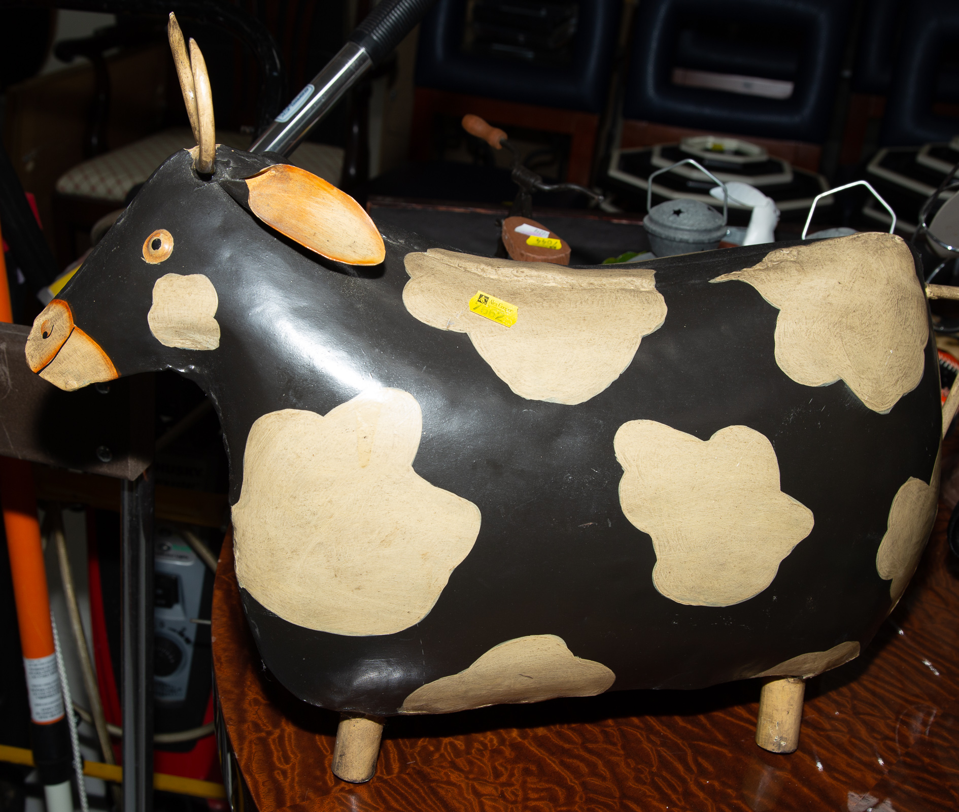 LARGE PAINTED TIN BULL .