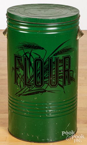 LARGE PAINTED TIN FLOUR BINLarge