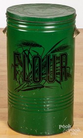 LARGE PAINTED TIN FLOUR BINLar