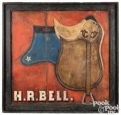LARGE PAINTED TIN SADDLEMAKER'