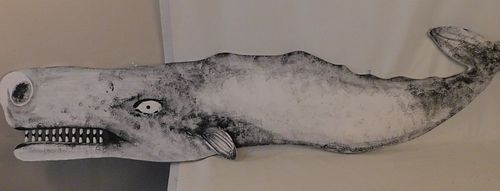 LARGE PAINTED WHALE PLAQUE MOBY