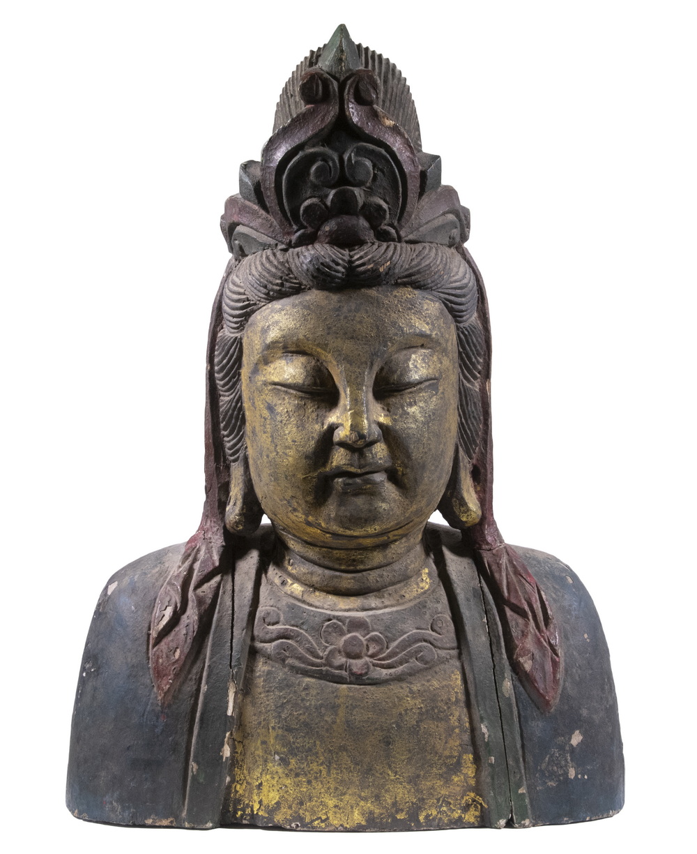 LARGE PAINTED WOOD CHINESE