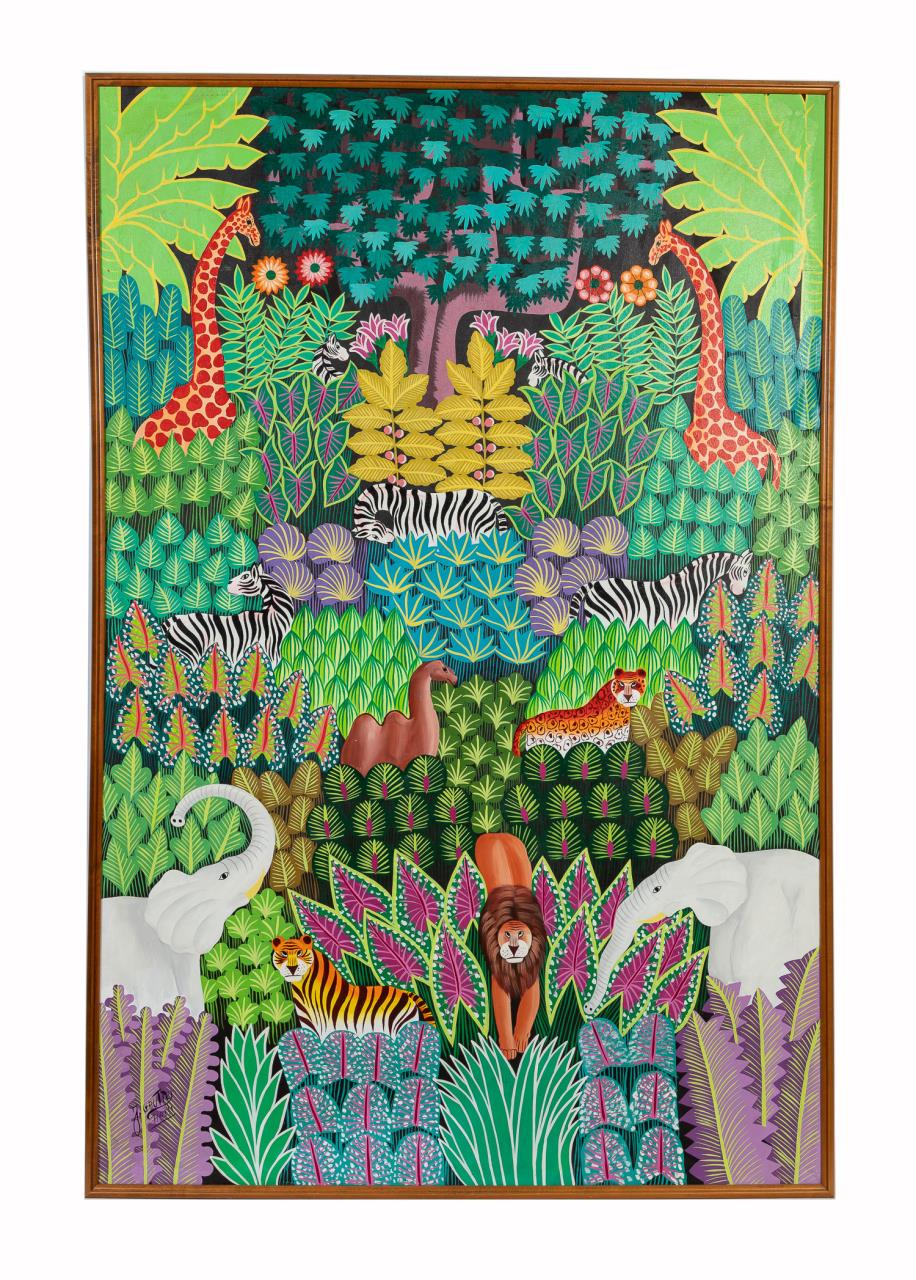 LARGE PAINTING, "JUNGLE SCENE",