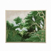 LARGE PAINTING OF CRANES BY CL