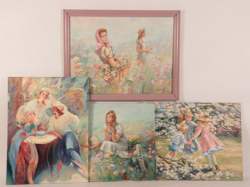 LARGE PAINTINGS OF YOUNG WOMEN IN