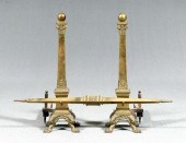 Large pair brass andirons: cla
