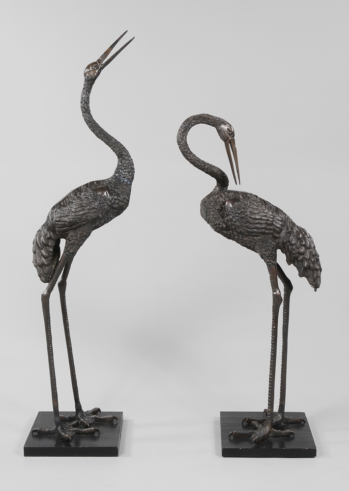 Large Pair Bronze Birds Chinese,