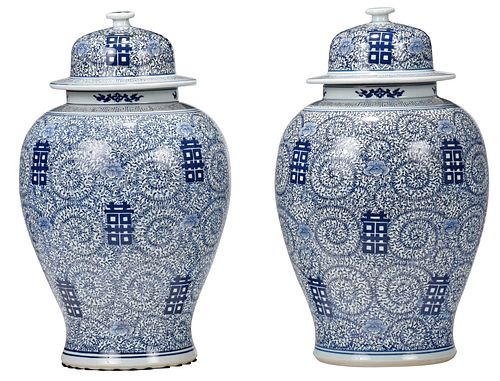 LARGE PAIR CHINESE BLUE AND WHITE