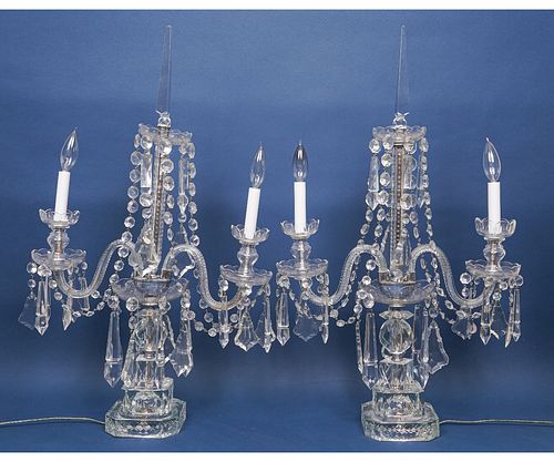 LARGE PAIR CRYSTAL GIRANDOLE