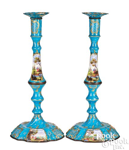 LARGE PAIR OF BATTERSEA ENAMEL