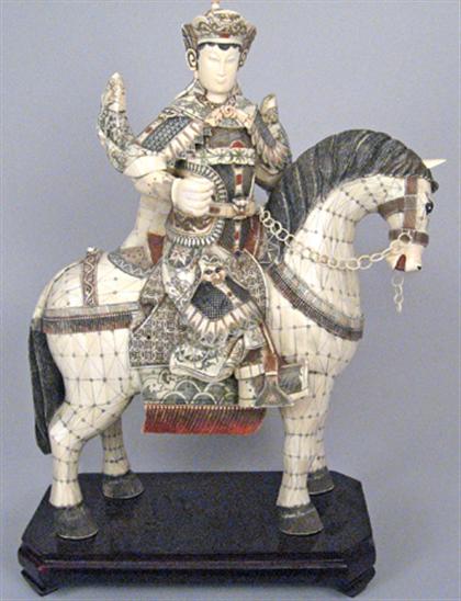 Large pair of Chinese bone horseman