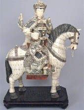 Large pair of Chinese bone hor