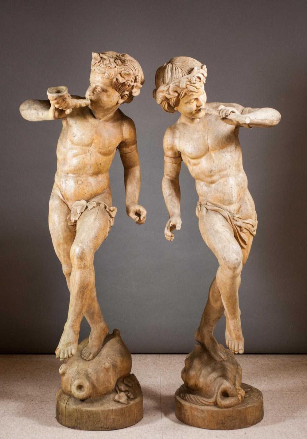 LARGE PAIR OF CLASSICAL CARVED WOOD