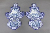 Large pair of Delft wall scone