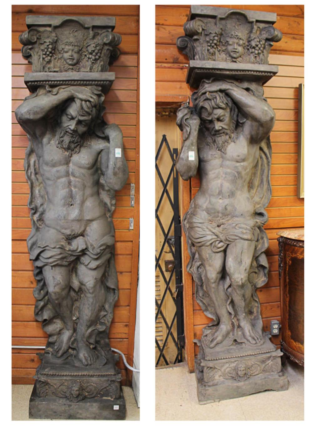 LARGE PAIR OF FIGURAL PATINATED