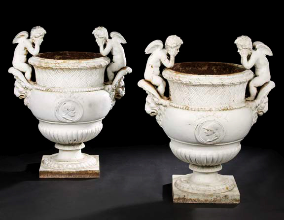 Large Pair of French Cast-Iron Tree