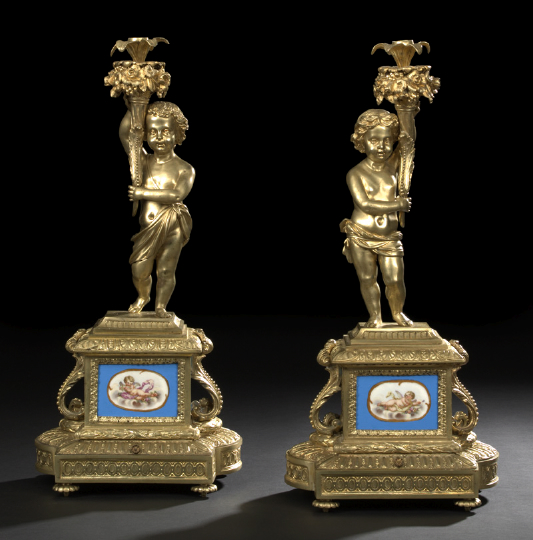 Large Pair of French Gilt-Brass and