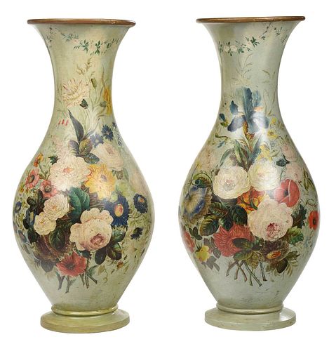 LARGE PAIR OF FRENCH HAND PAINTED