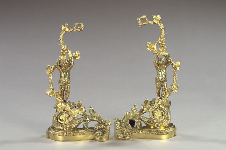 Large Pair of French Polished Brass
