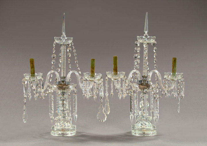 Large Pair of George VI Cut Glass