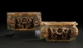 Large Pair of Indian Carved Fa