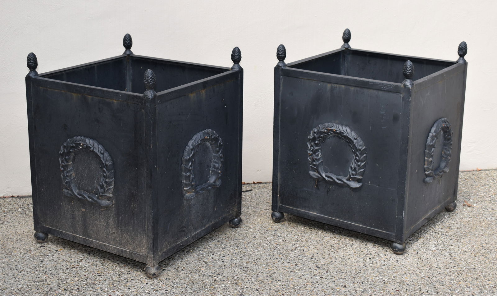 LARGE PAIR OF LEAD FINISH METAL