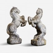 LARGE PAIR OF MARBLE HORSESA l
