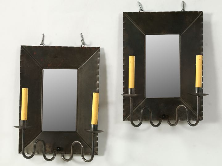 Large Pair of Patinated Wrought-TIn