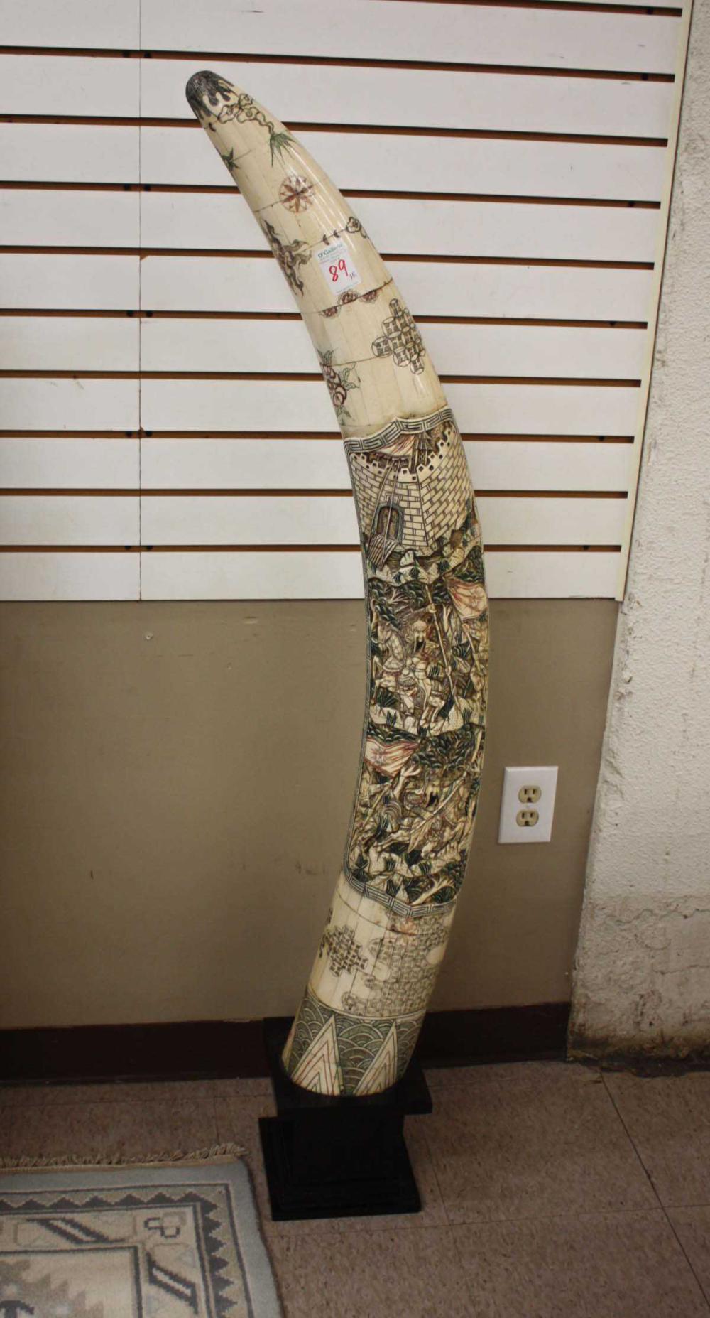 LARGE PAIR OF SCRIMSHAW DECORATED