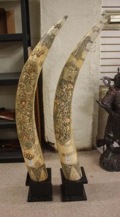 LARGE PAIR OF SCRIMSHAW DECORA