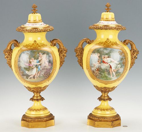 LARGE PAIR OF SEVRES STYLE BRONZE
