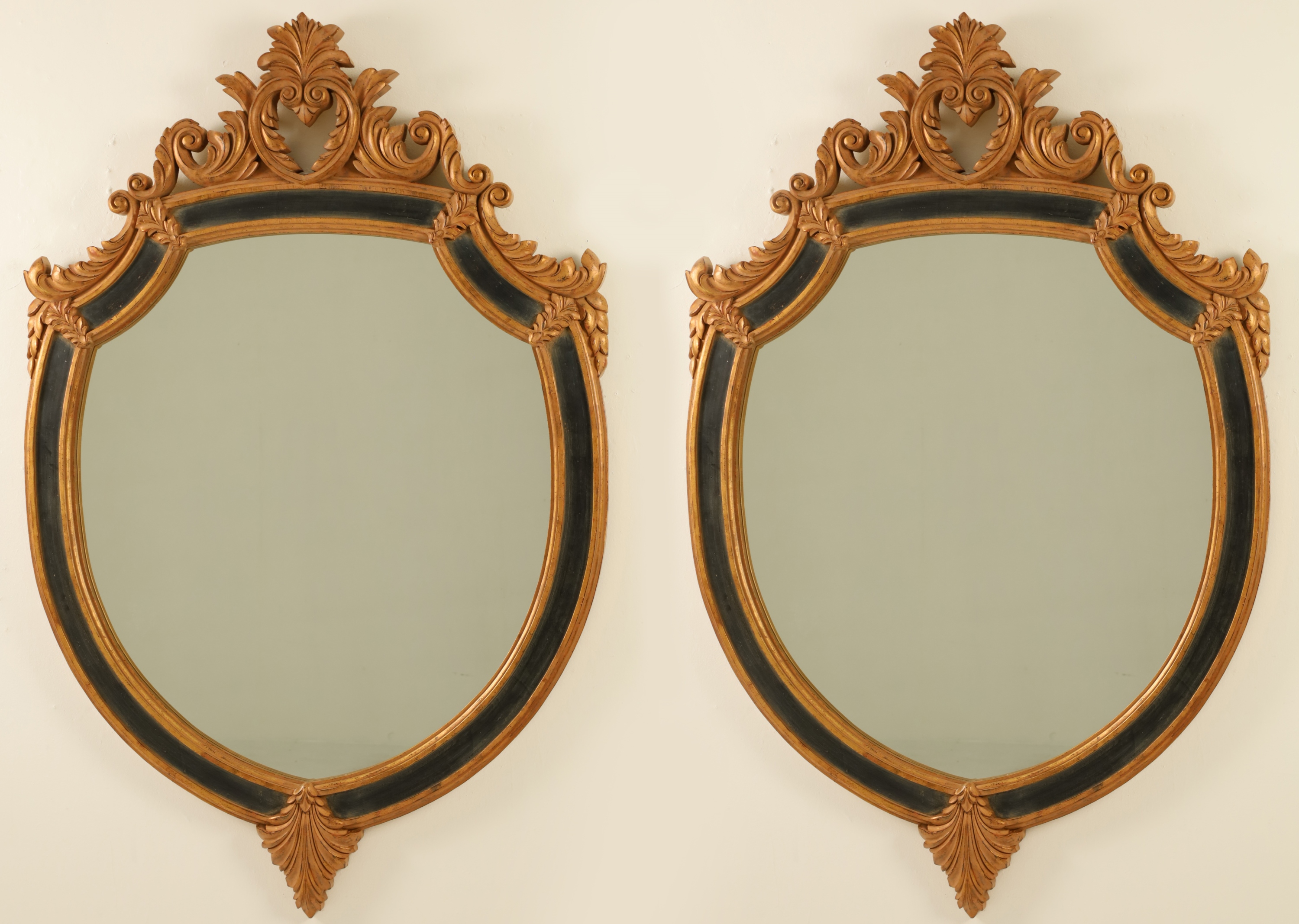 LARGE PAIR OF SHIELD FORM MIRRORS