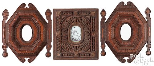 LARGE PAIR OF TRAMP ART FRAMES, CA.