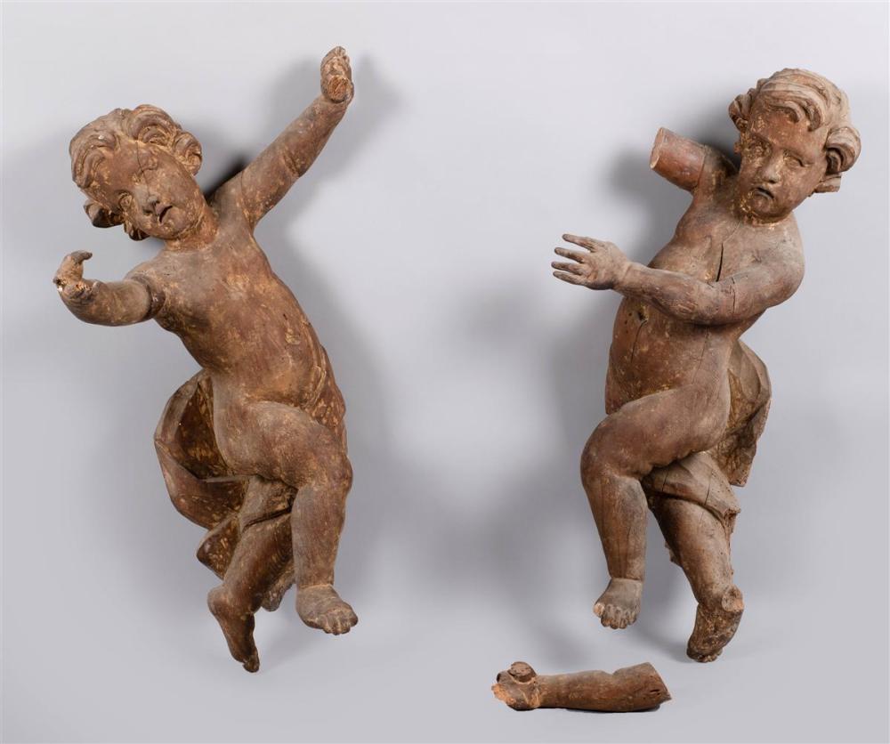 LARGE PAIR OF WOOD FIGURES OF