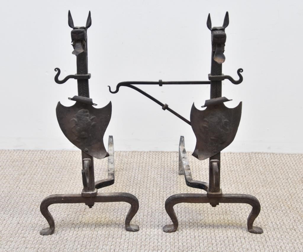 Large pair of wrought iron dragon