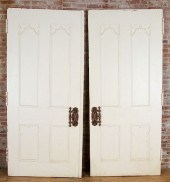 LARGE PAIR PAINTED OAK GOTHIC