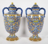 LARGE PAIR TALAVERA LIDDED VAS