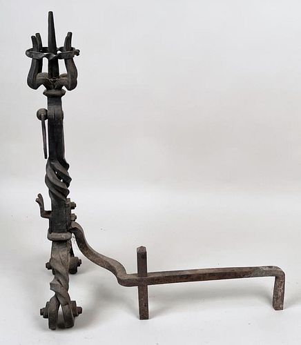 LARGE PAIR WROUGHT IRON HEARTH
