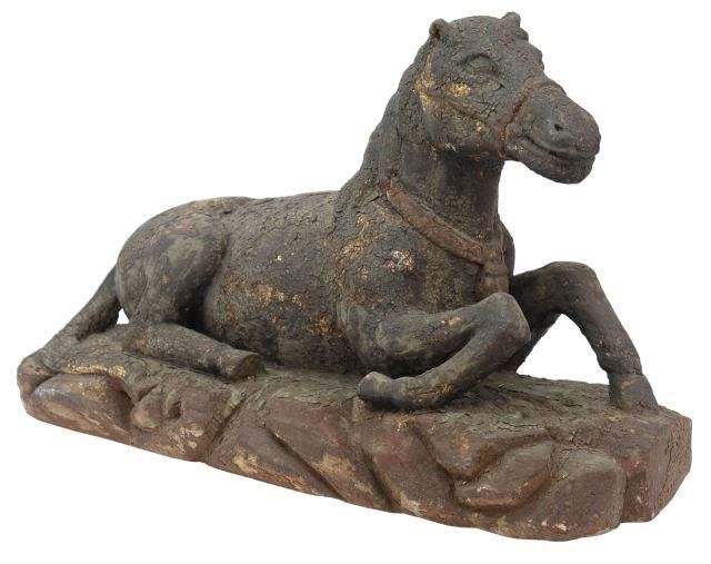 LARGE PARCEL GILT CARVED WOOD HORSE