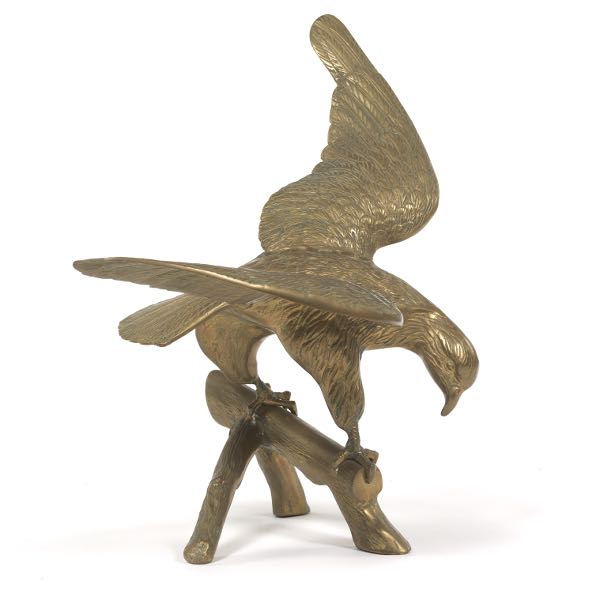 LARGE PATINATED BRASS PERCHING