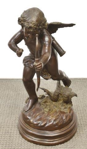LARGE PATINATED BRONZE CUPID