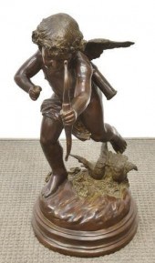 LARGE PATINATED BRONZE CUPID A