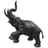 LARGE PATINATED BRONZE ELEPHAN