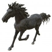LARGE PATINATED BRONZE GALLOPI