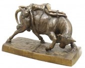 LARGE PATINATED BRONZE SCULPTU