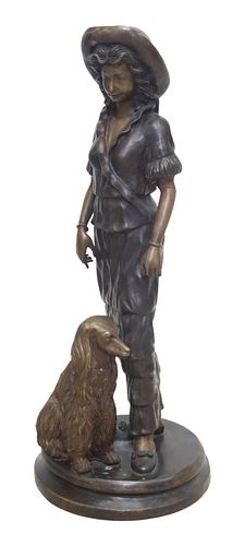 LARGE PATINATED BRONZE SCULPTURE OF