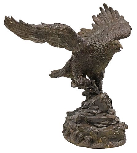 LARGE PATINATED BRONZE SCULPTURE OF
