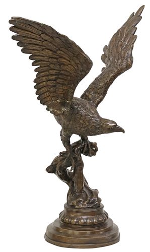 LARGE PATINATED BRONZE SCULPTURE OF