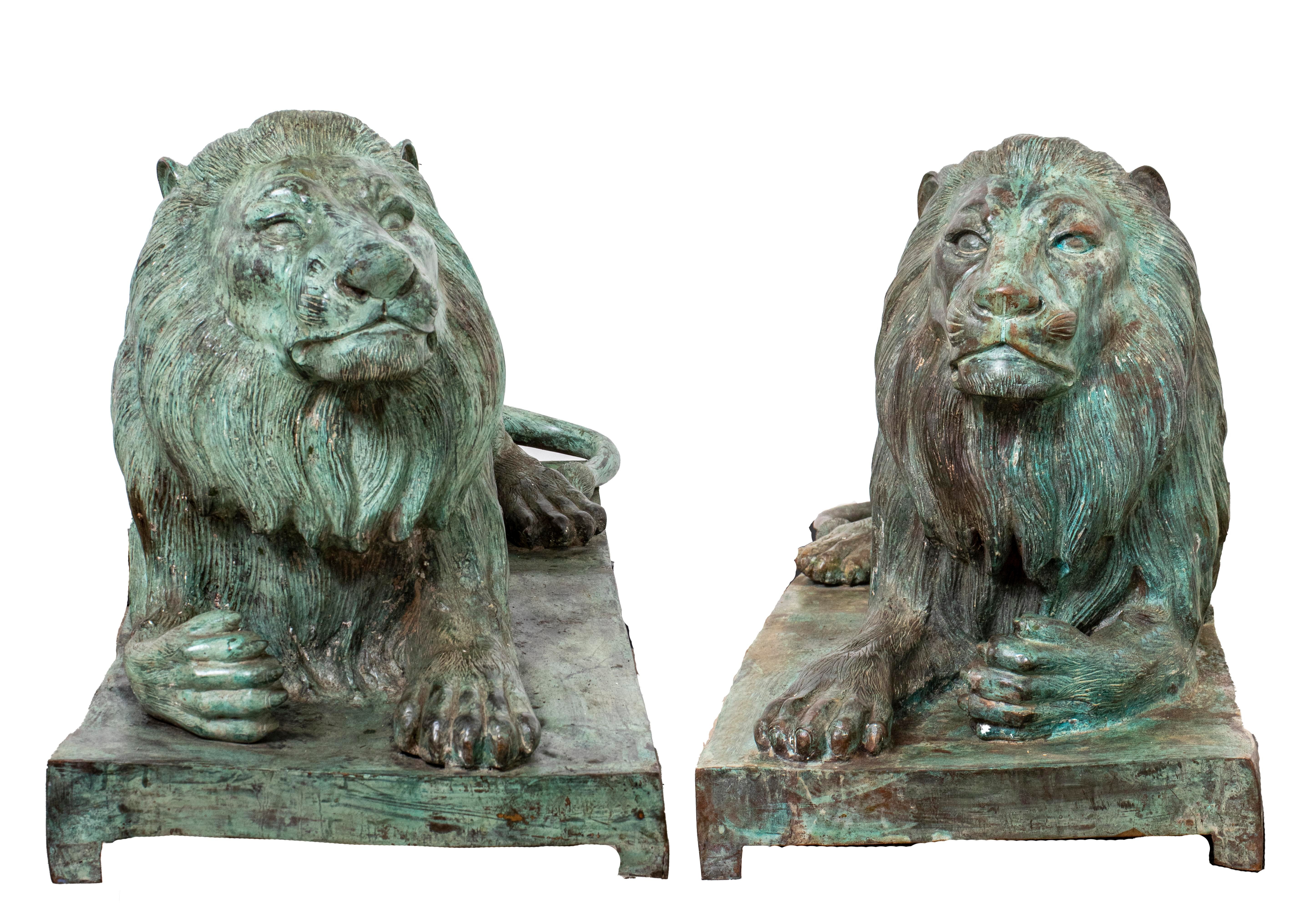 LARGE PATINATED BRONZE STATUES OF