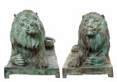 LARGE PATINATED BRONZE STATUES